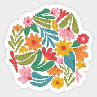 Bright happy flowers in blue Sticker